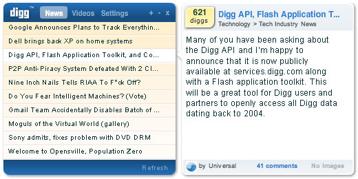 Digg Reader / Viewer application for MacOSX and Windows