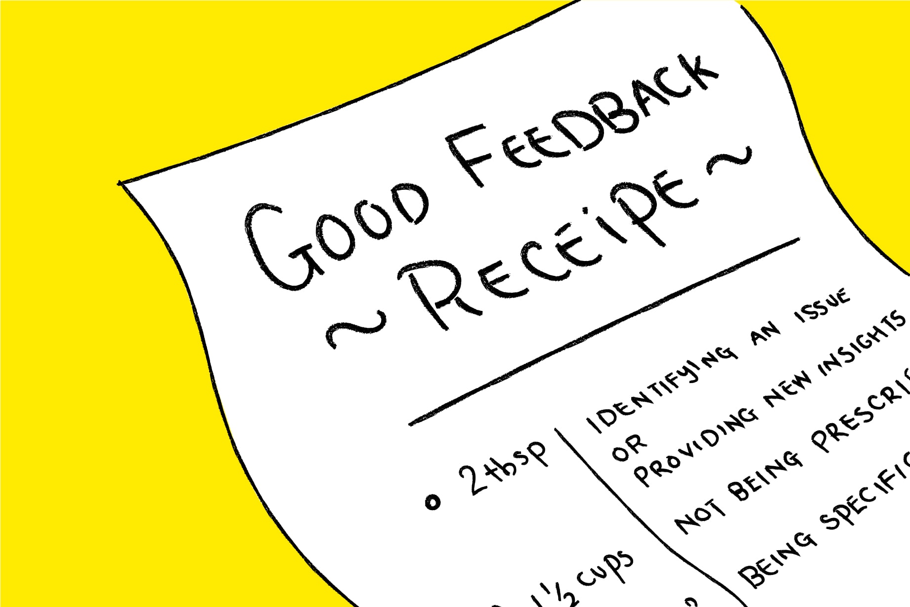 A recipe card titled "Good Feedback Recipe"