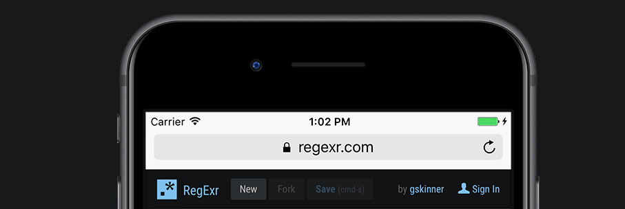 RegExr: Mobile phone UI
