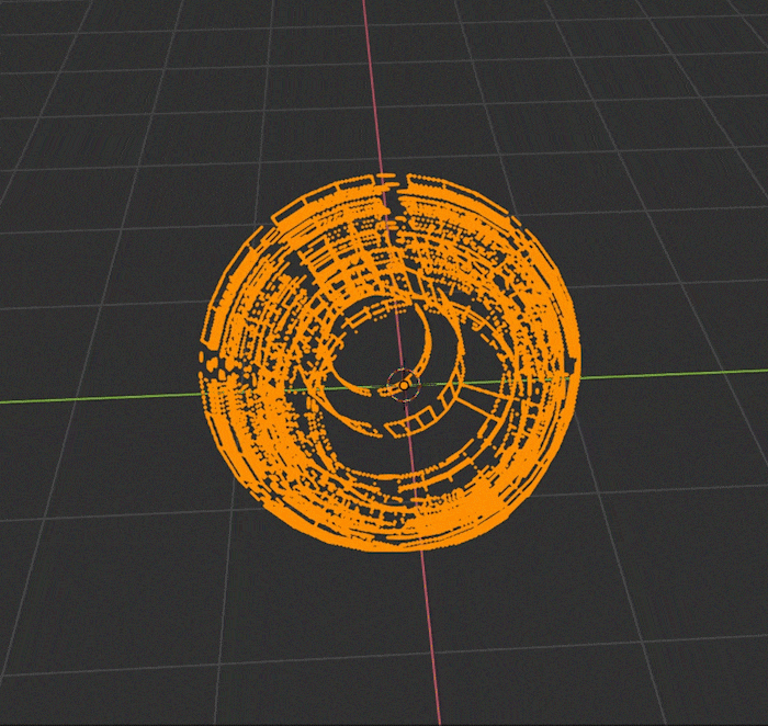 Rotating wireframe model