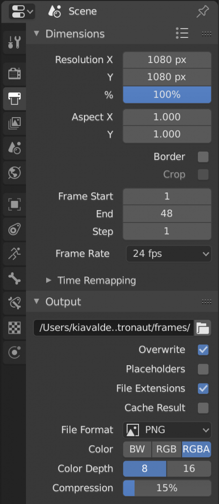 Blender export settings