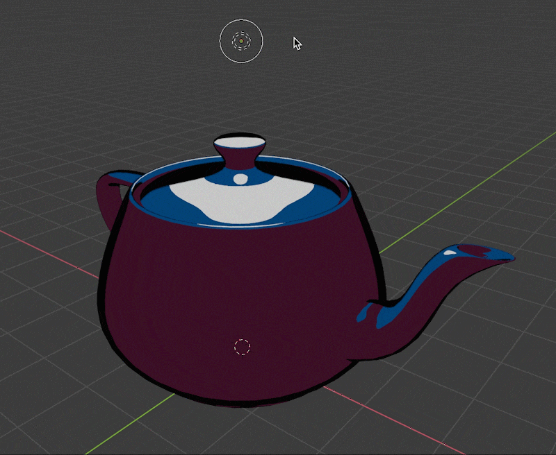 gif of light moving around teapot with toon shader