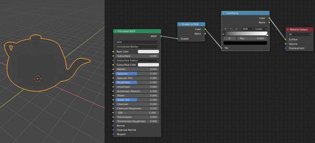 teapot model and node diagram