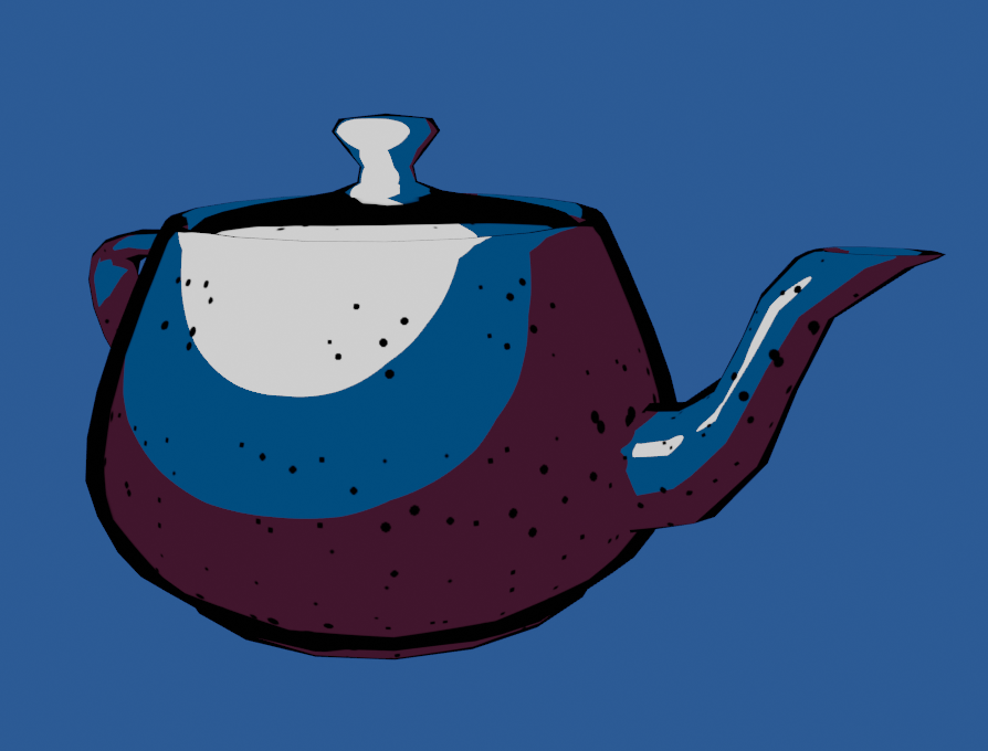 final teapot with toon shading, lines and texture